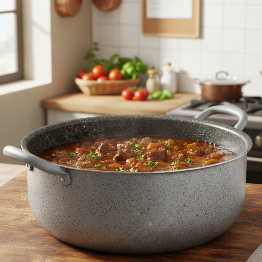 Casserole with two handles in non-stick iron, easy to handle, PFOA-free, scratch-resistant aluminum, practical, fast cooking, made in Italy