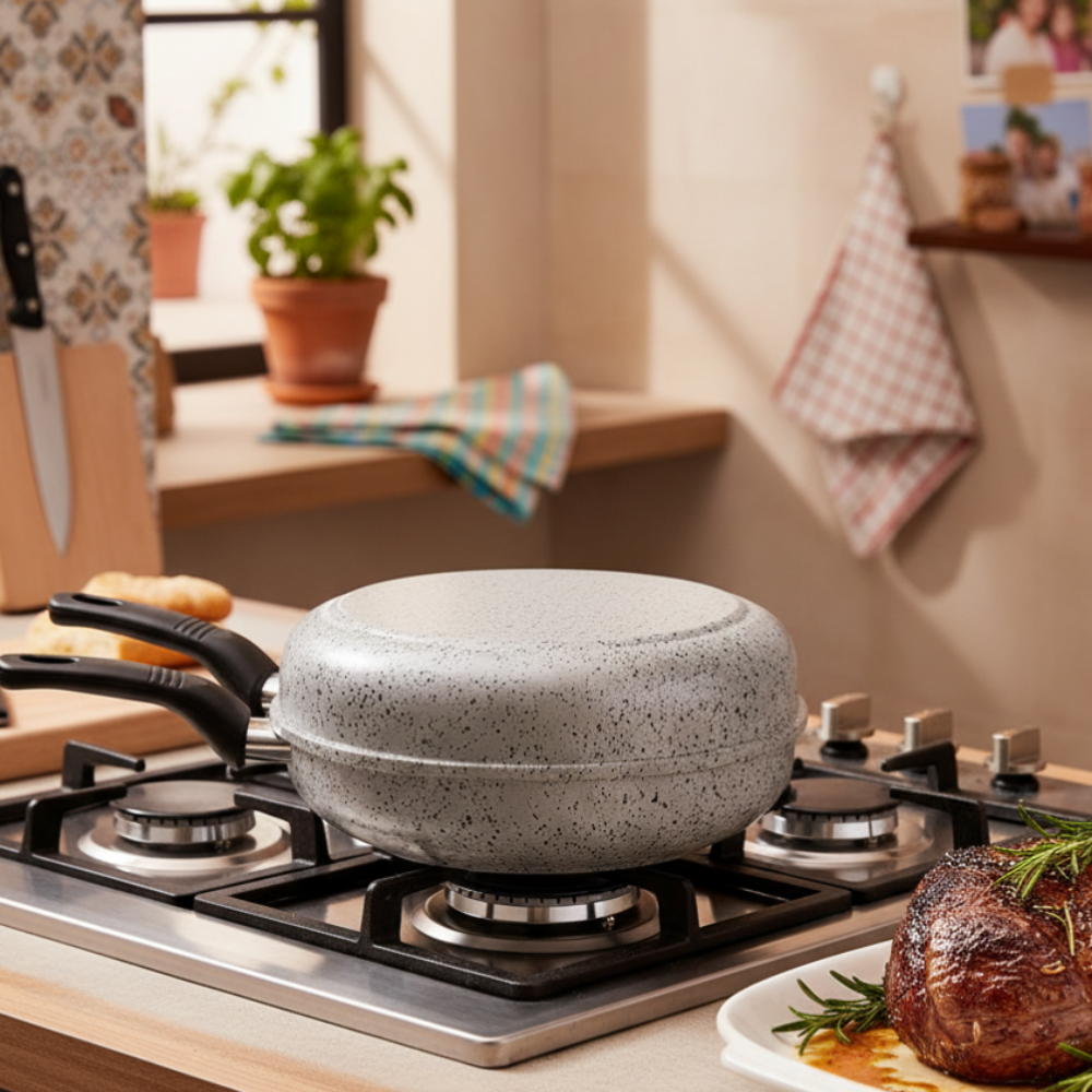 Fornetto Alto antiaderente alluminio antigraffio PFOA free con cucina rapida sul fornello con il gusto tipico della cottura al forno made in italy